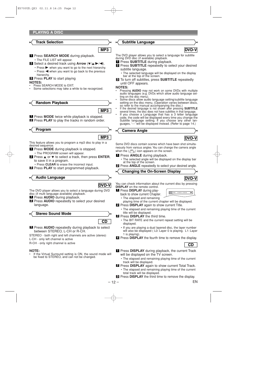 Sylvania DVL100D User Manual | Page 12 / 20