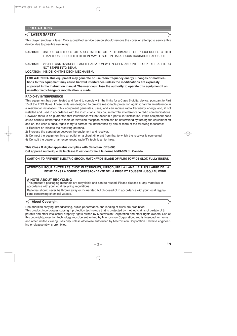 Sylvania DVL100D User Manual | Page 2 / 20