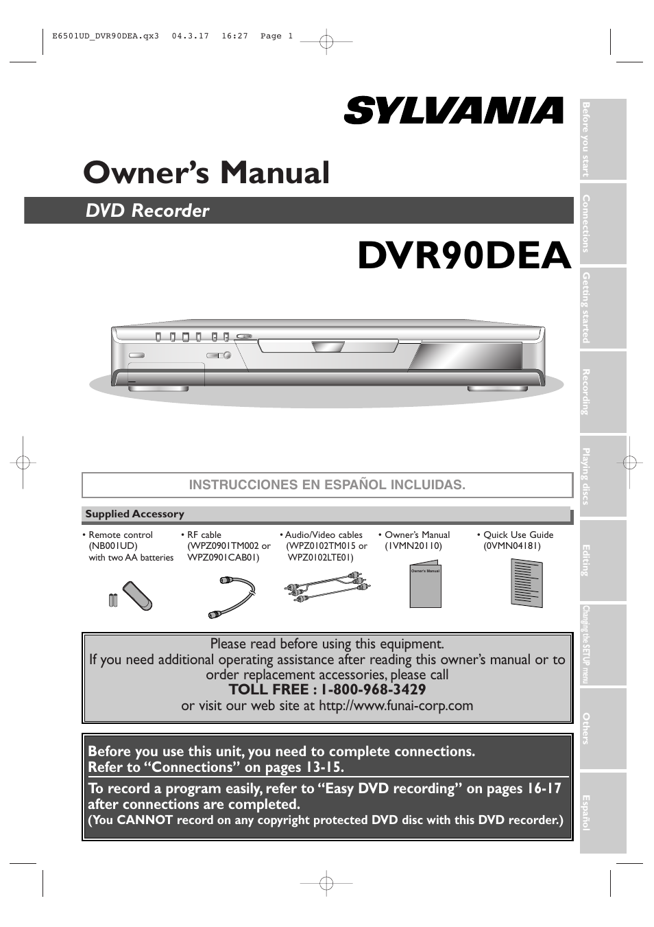 Sylvania DVR90DEA User Manual | 100 pages