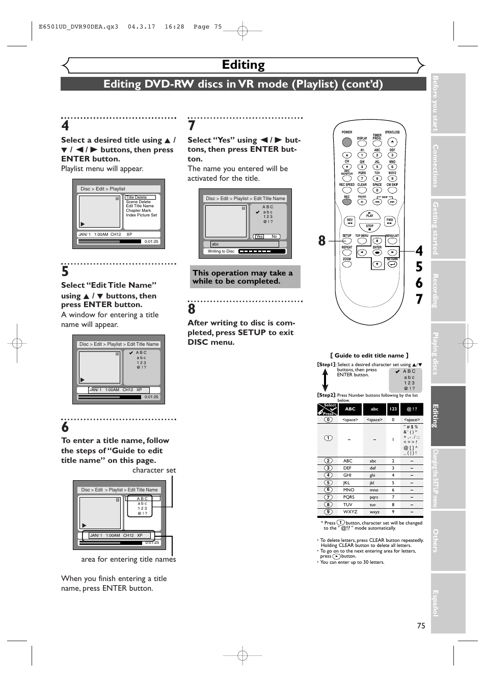 Editing | Sylvania DVR90DEA User Manual | Page 75 / 100