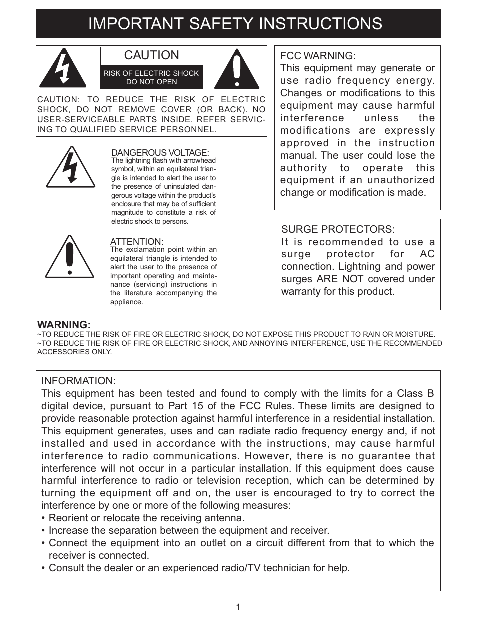 Important safety instructions, Caution | Sylvania IMODE SIP3050 User Manual | Page 2 / 13