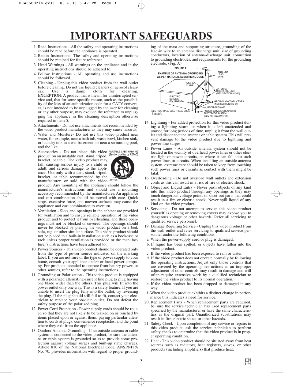 Important safeguards | Sylvania SRD3900 User Manual | Page 3 / 44