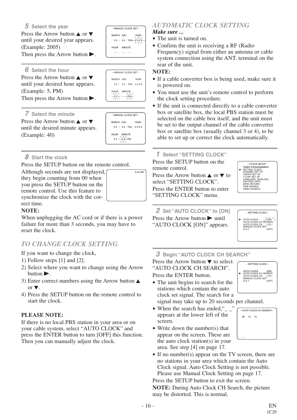 Automatic clock setting, 16 - en, Make sure | The unit is turned on | Sylvania 6719DE User Manual | Page 16 / 56