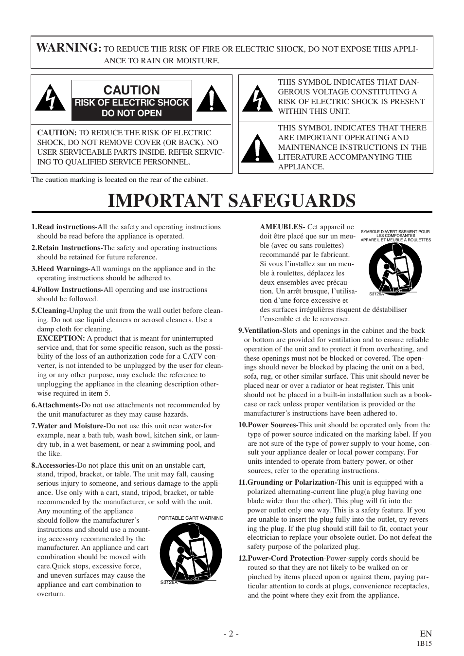 Important safeguards, Warning, Caution | Sylvania 6719DE User Manual | Page 2 / 56