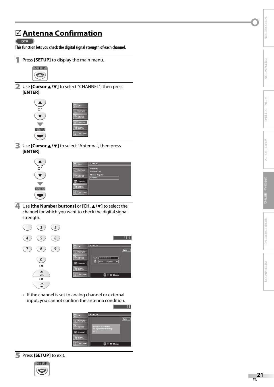 Antenna confirmation | Sylvania LC225SC9 User Manual | Page 21 / 76