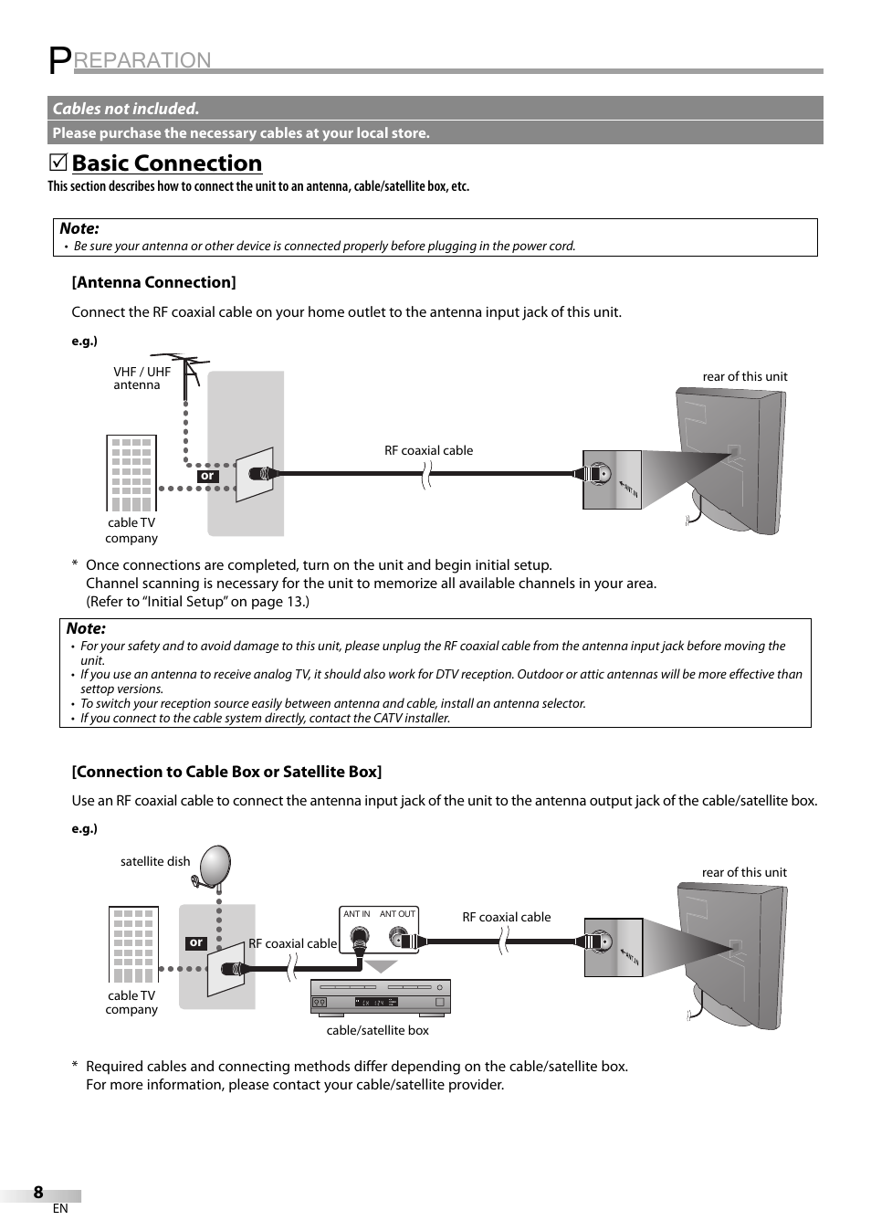 Reparation, Basic connection | Sylvania LC225SC9 User Manual | Page 8 / 76