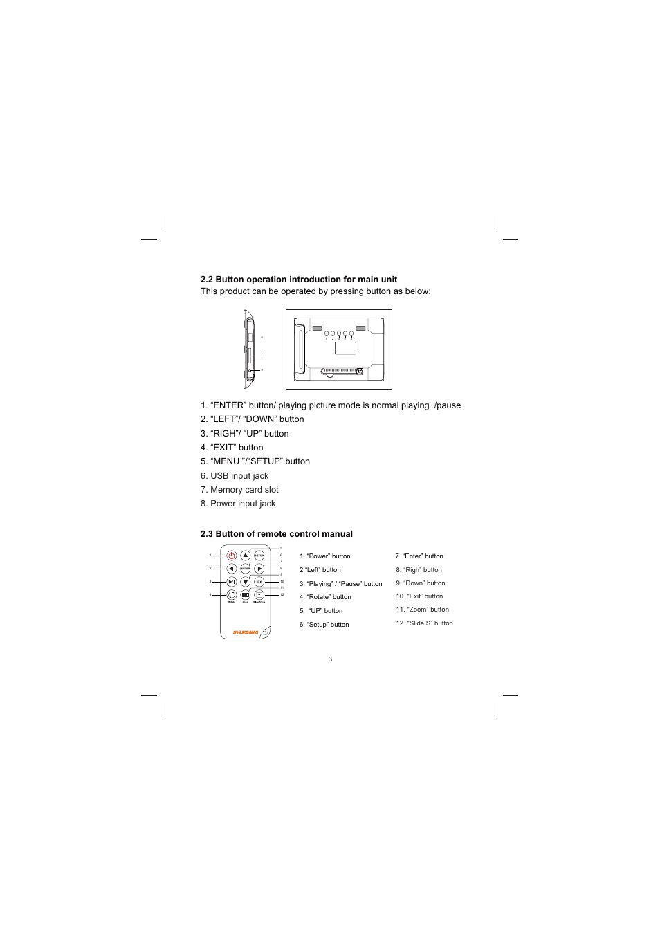 Menu exit | Sylvania SDPF751 User Manual | Page 4 / 8