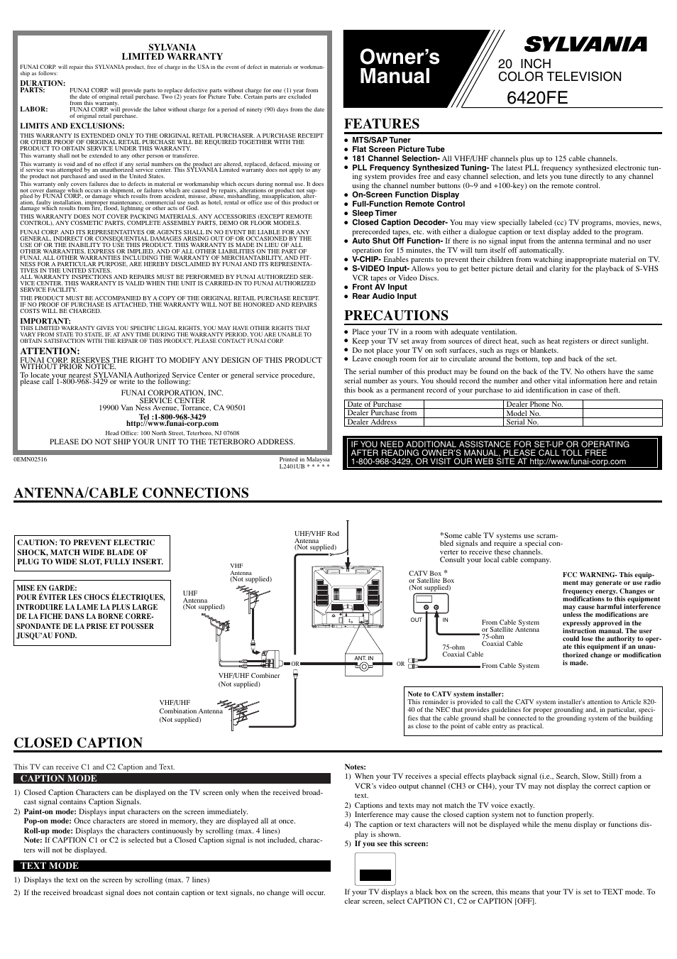 Sylvania 6420FE User Manual | 8 pages