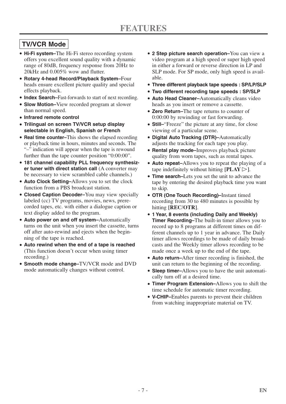 Features | Sylvania 6724FDF User Manual | Page 7 / 56