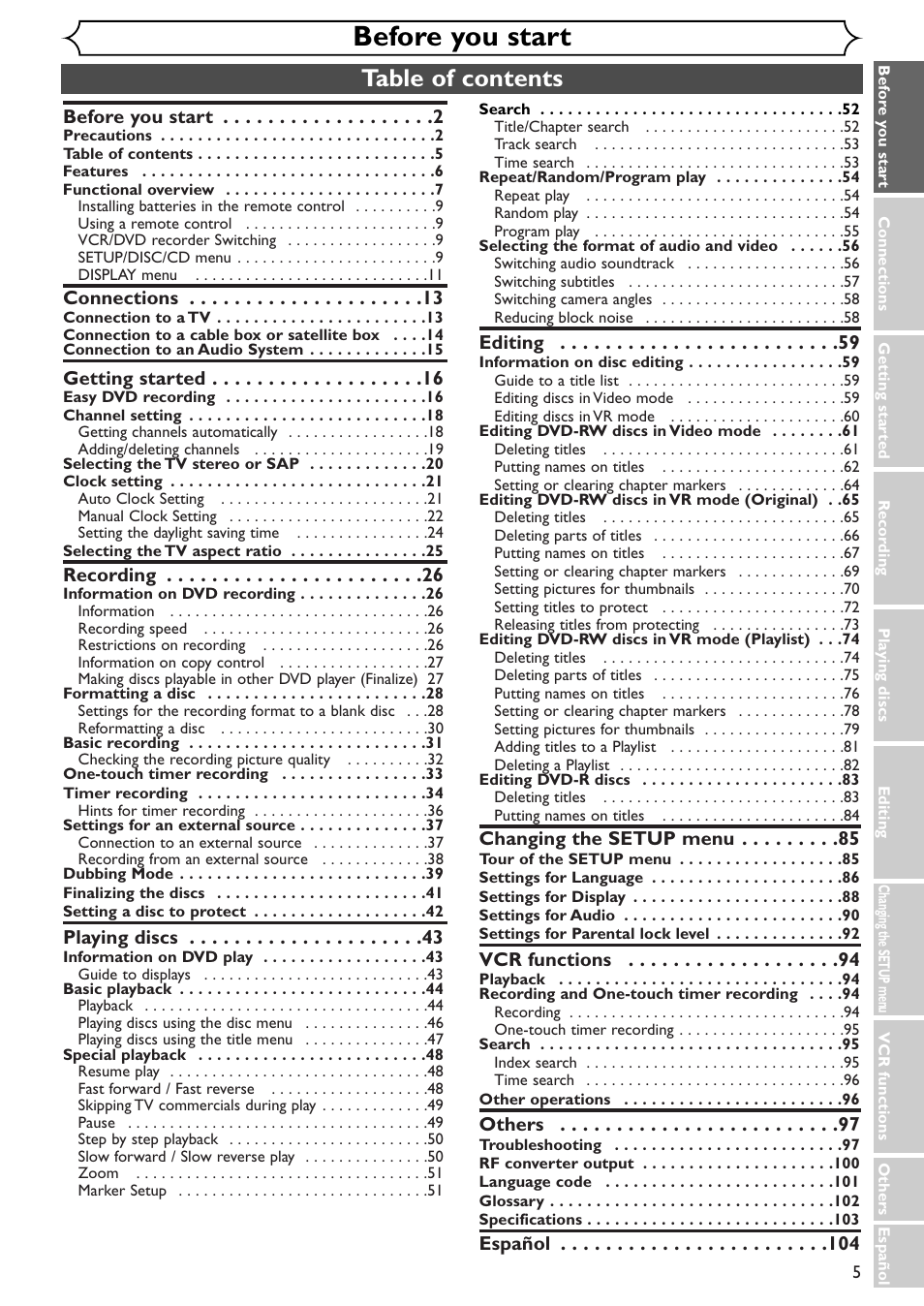 Sylvania SSR90V4 User Manual | Page 5 / 108