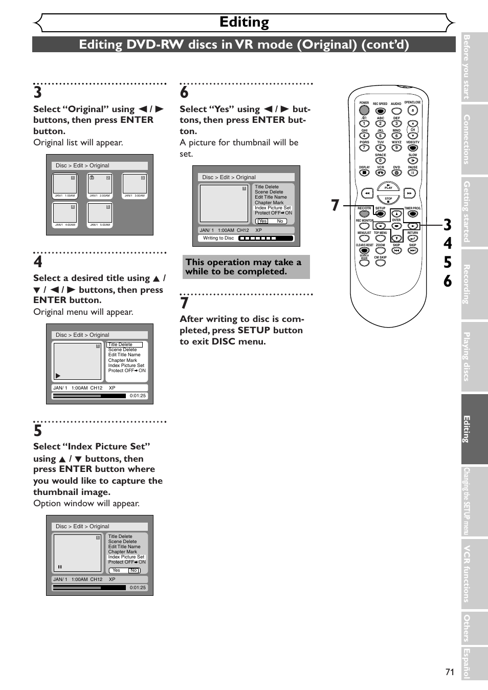 Editing | Sylvania SSR90V4 User Manual | Page 71 / 108