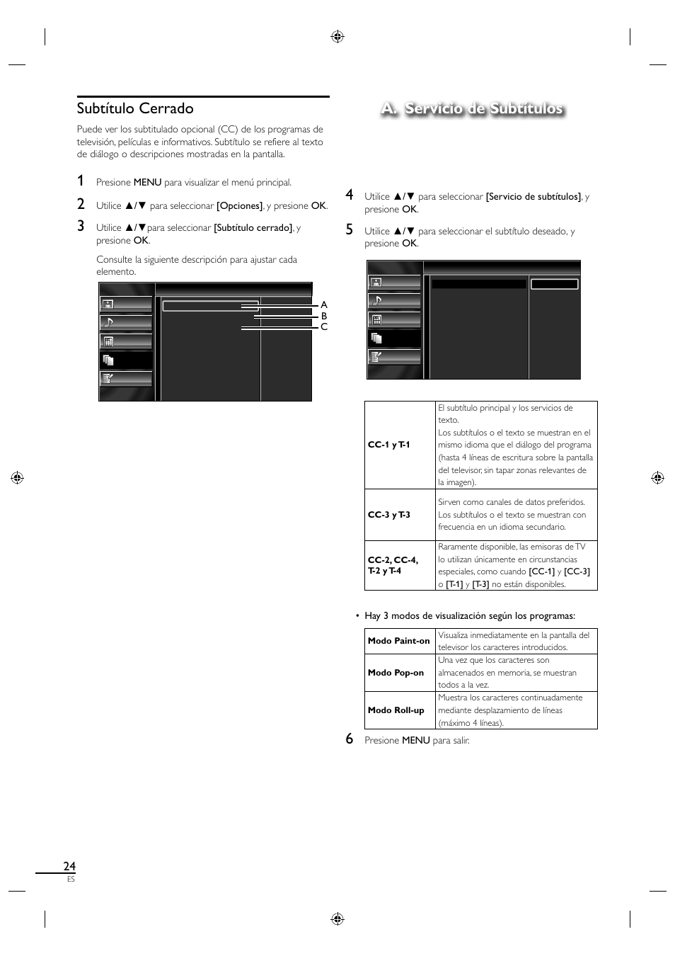Subtítulo cerrado, A. servicio de subtítulos | Sylvania LC320SS1 User Manual | Page 114 / 128
