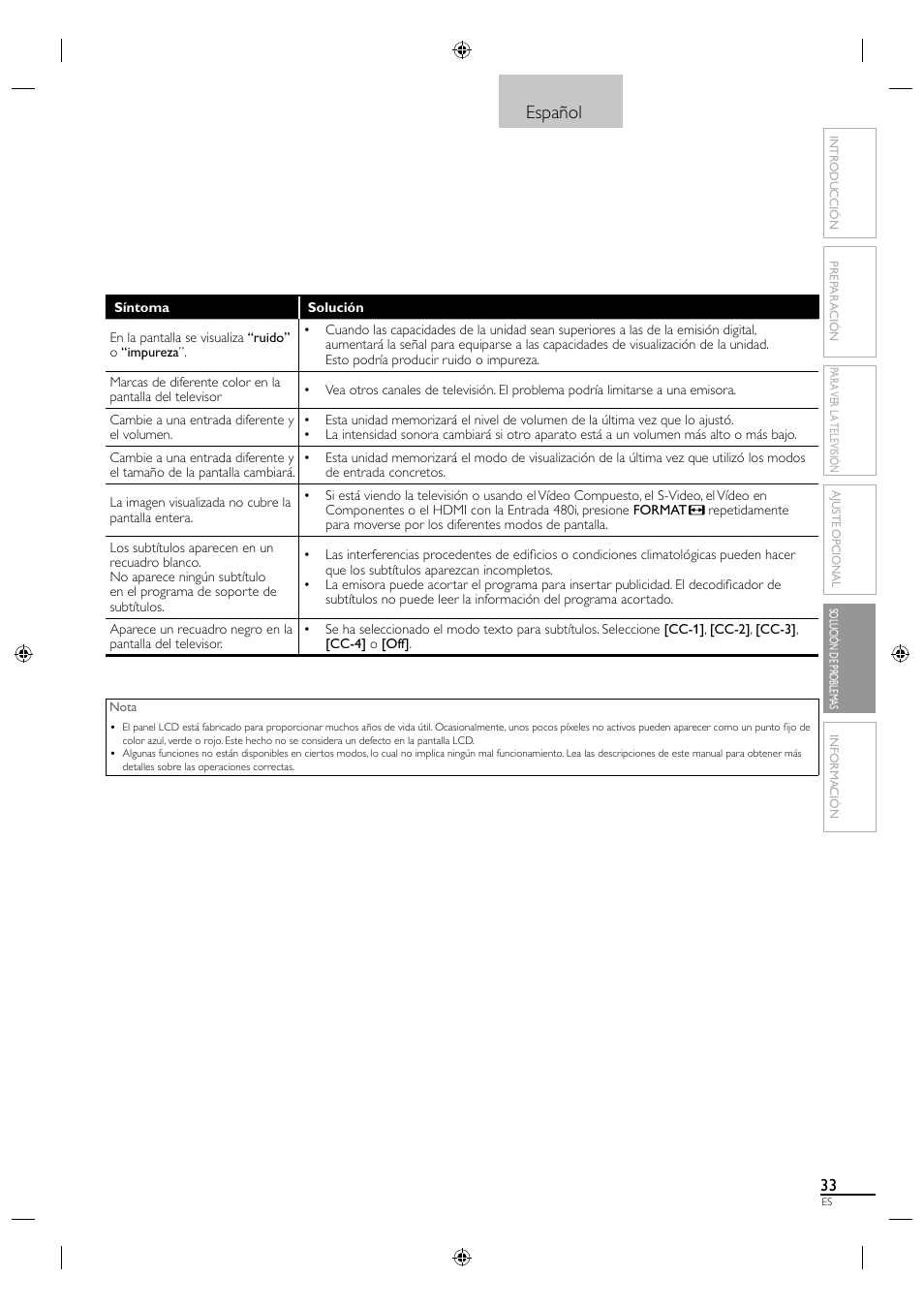 Español | Sylvania LC320SS1 User Manual | Page 123 / 128