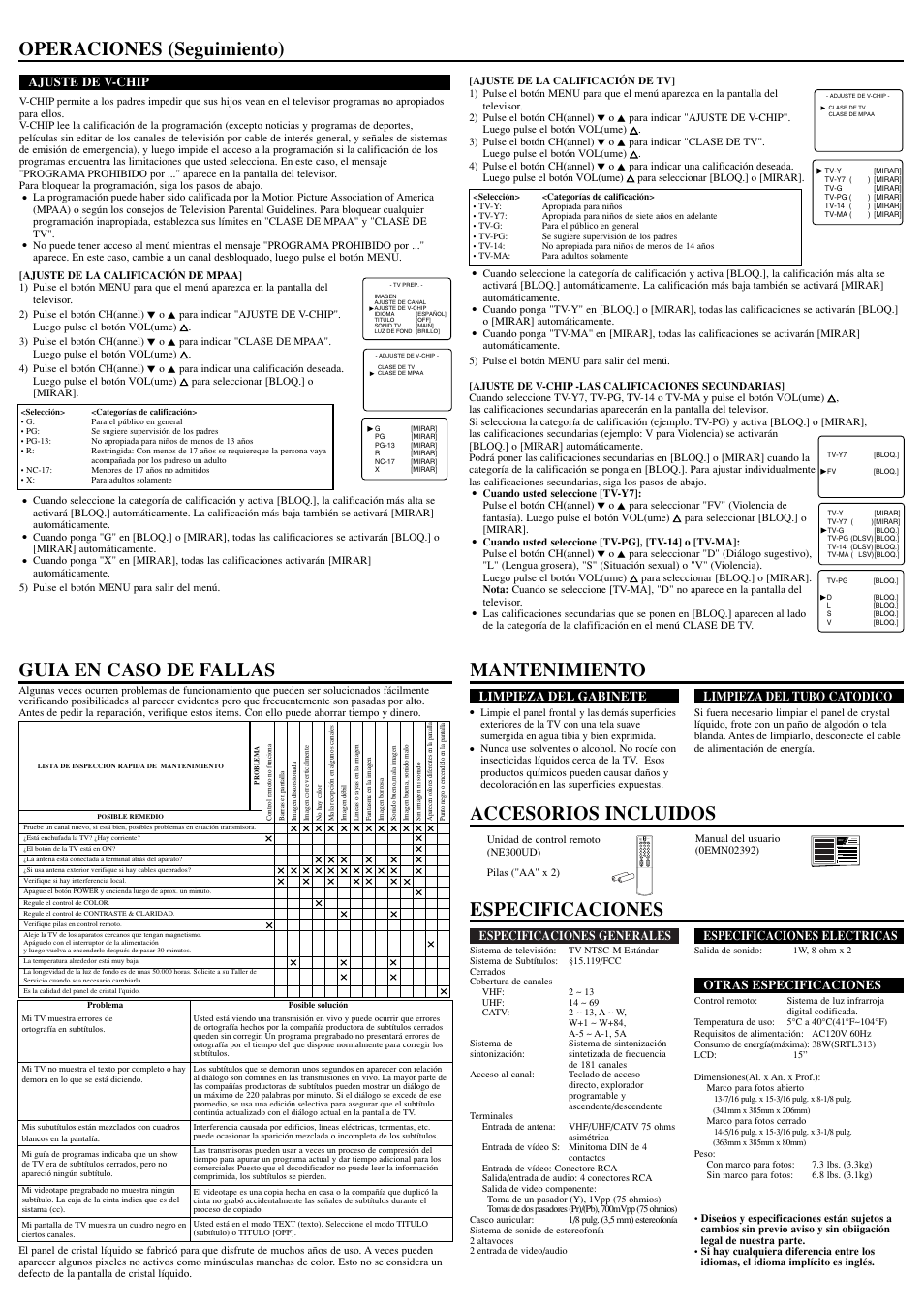 Operaciones (seguimiento), Owner’s manual | Sylvania 6615LE User Manual | Page 8 / 8