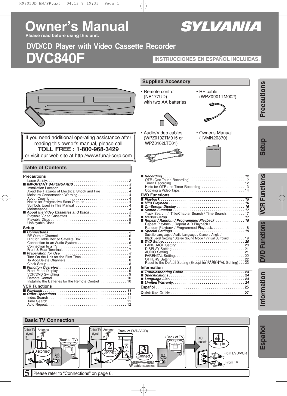 Sylvania DVC840F User Manual | 28 pages