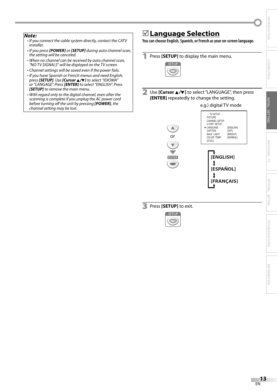 Language selection | Sylvania LC200SL9 A User Manual | Page 13 / 60