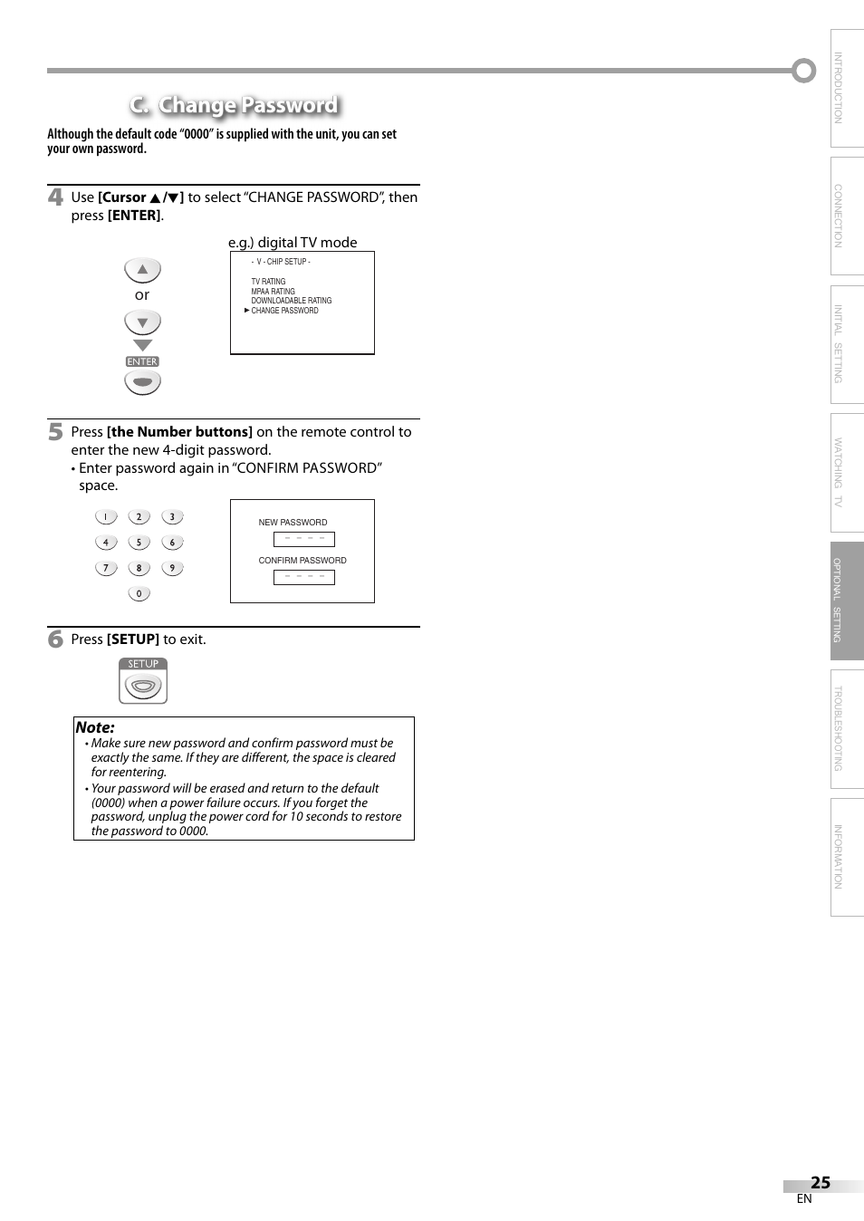 C. change password | Sylvania LC200SL9 A User Manual | Page 25 / 60