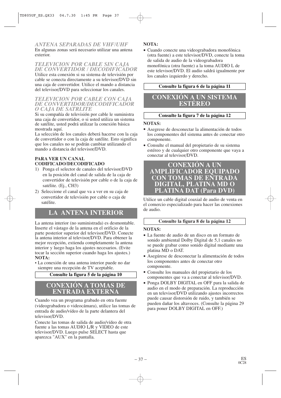 Conexión a un sistema estéreo | Sylvania SRTD319 User Manual | Page 37 / 40