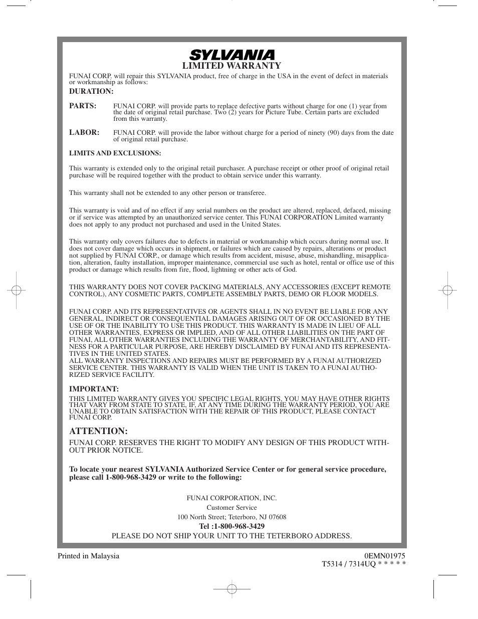 Sylvania 63134C User Manual | Page 32 / 32