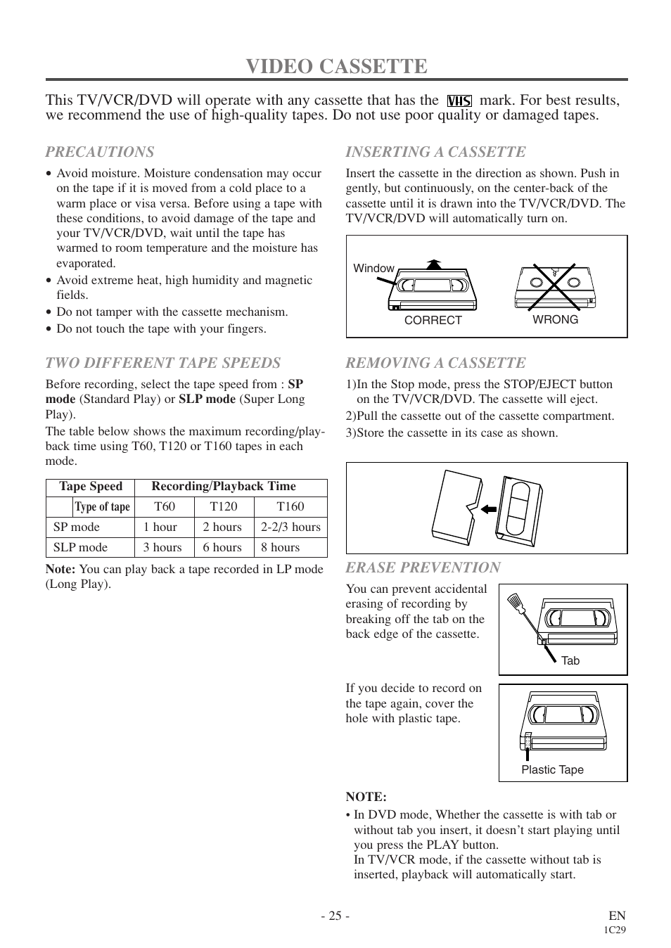 Video cassette | Sylvania 6727FDE User Manual | Page 25 / 56