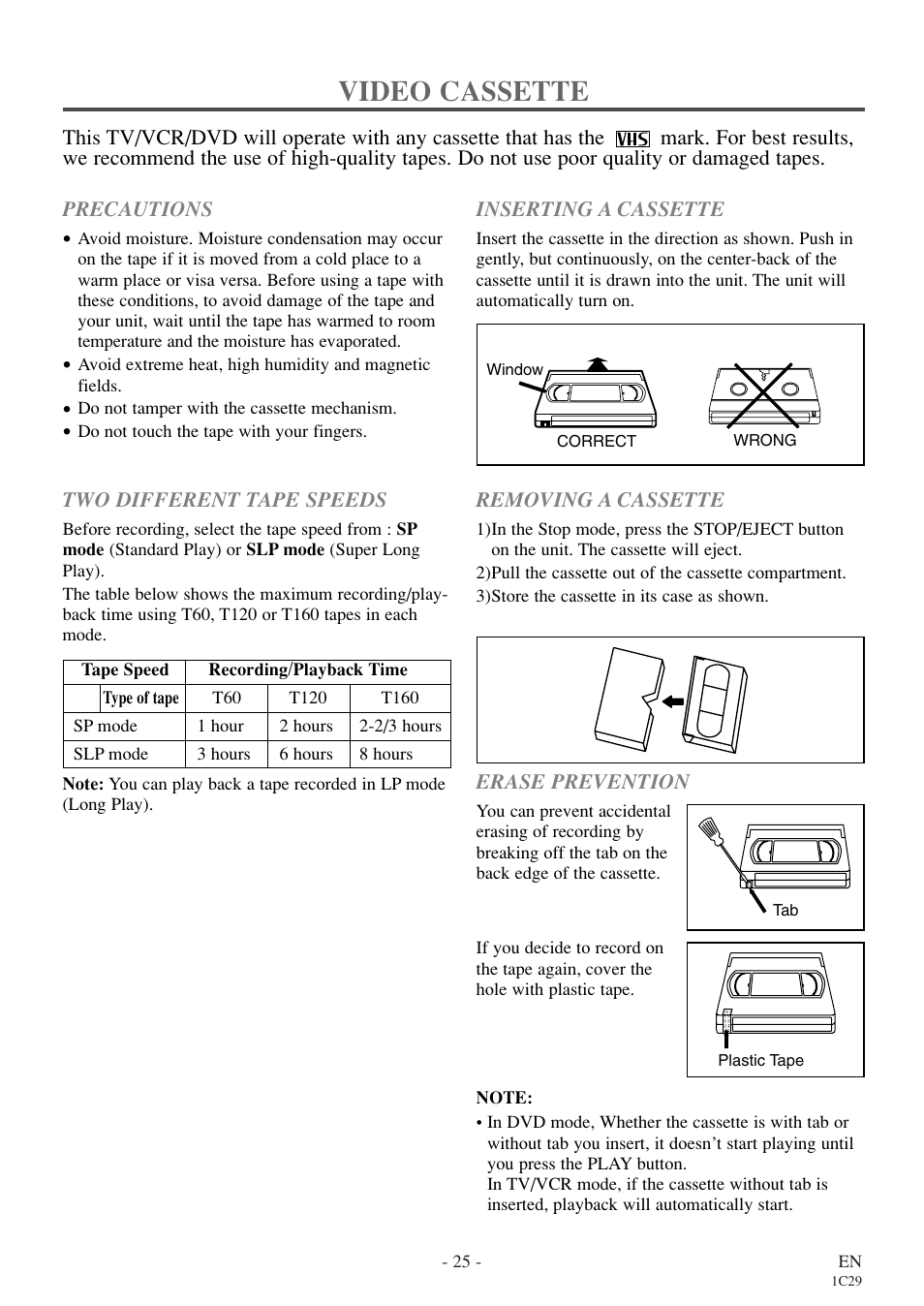 Video cassette | Sylvania RSEC720E User Manual | Page 25 / 56