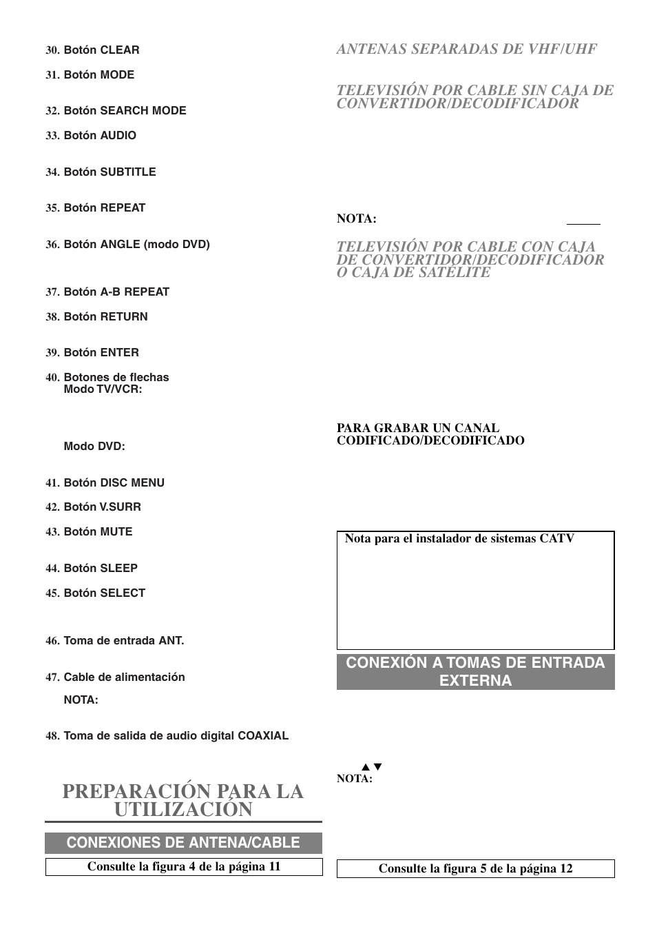 Preparación para la utilización, Conexión a tomas de entrada externa | Sylvania RSEC720E User Manual | Page 53 / 56