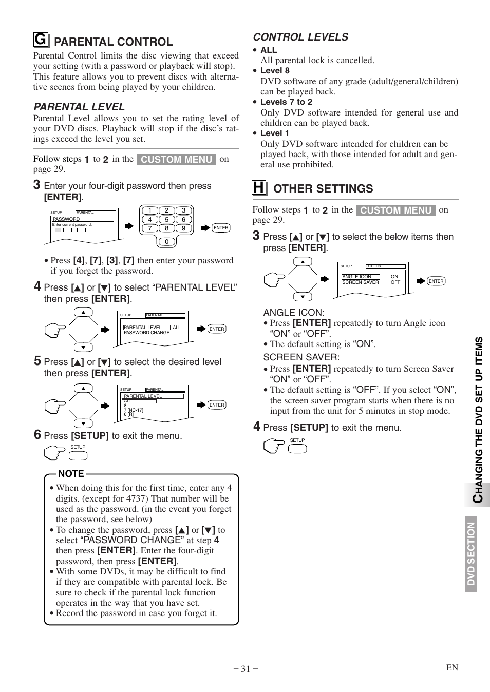 Parental control, Other settings | Sylvania 6620 LDF User Manual | Page 31 / 48