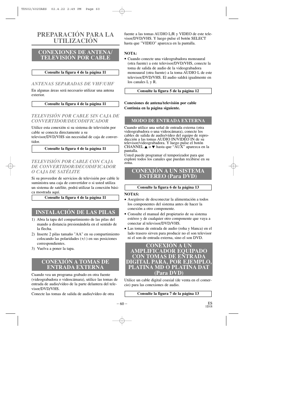 Preparación para la utilización | Sylvania 19 Inch SSC719C User Manual | Page 60 / 64