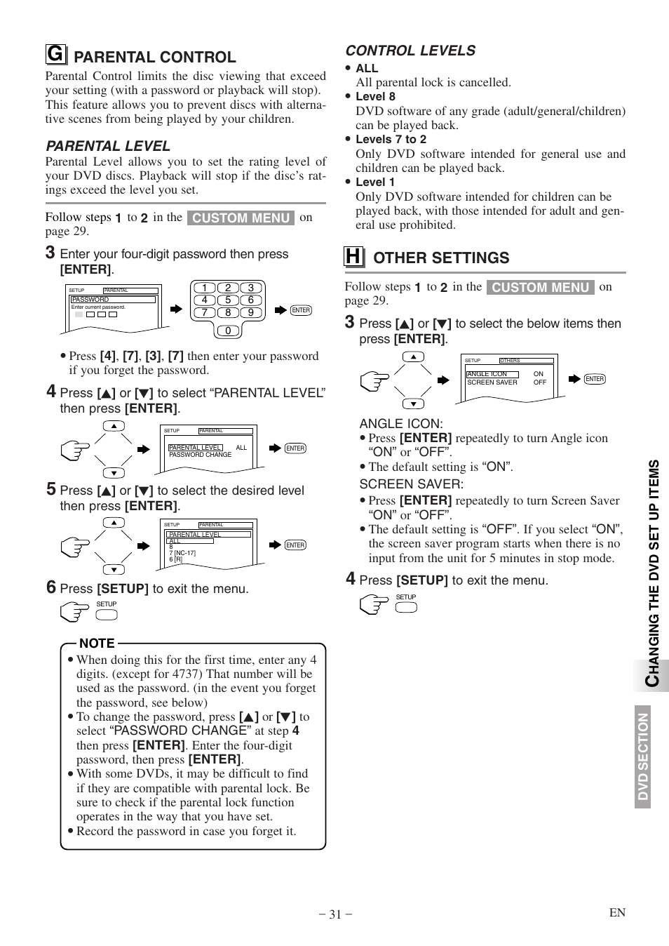 Parental control, Other settings | Sylvania SSL15D5 User Manual | Page 31 / 48