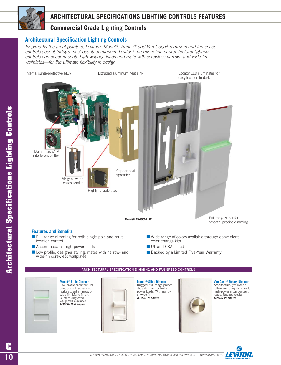 Architectural specifications lighting controls, Architectural specification lighting controls | Sylvania D3208 User Manual | Page 10 / 34