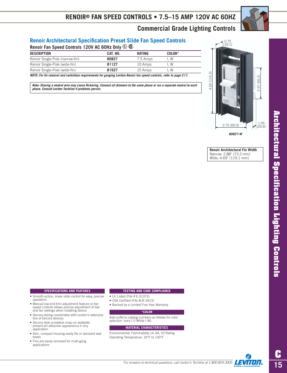 Architectural specification lighting controls, Renoir | Sylvania D3208 User Manual | Page 15 / 34