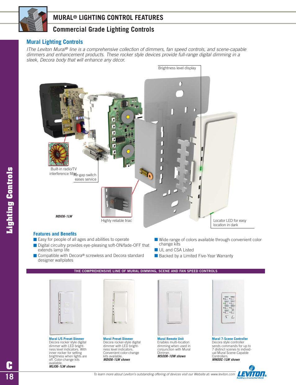 Lighting controls, Mural, Mural lighting controls | Sylvania D3208 User Manual | Page 18 / 34