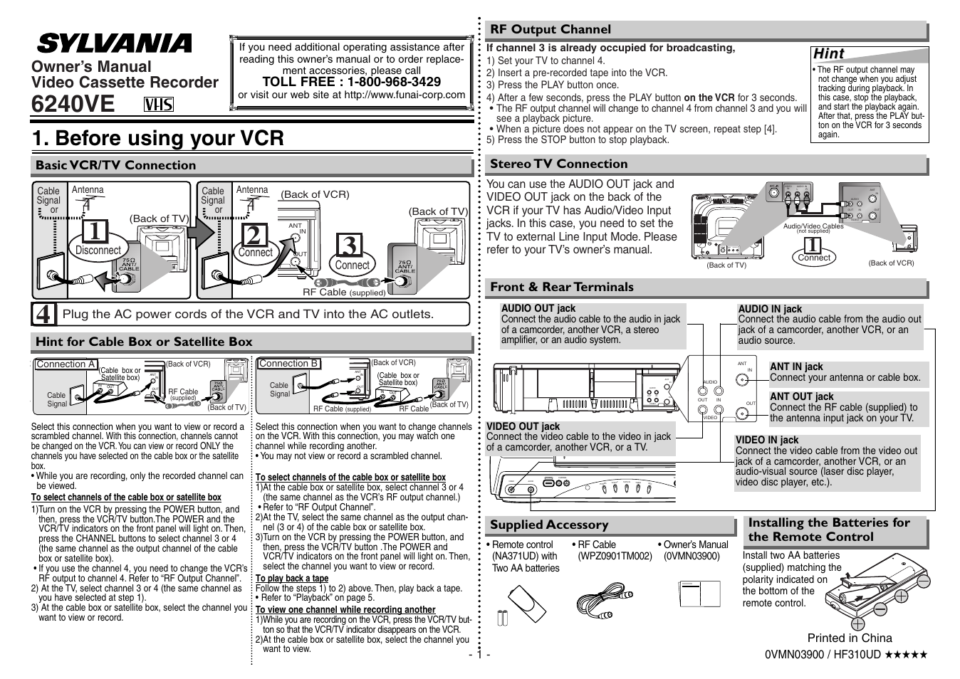 Sylvania 6240VE User Manual | 8 pages
