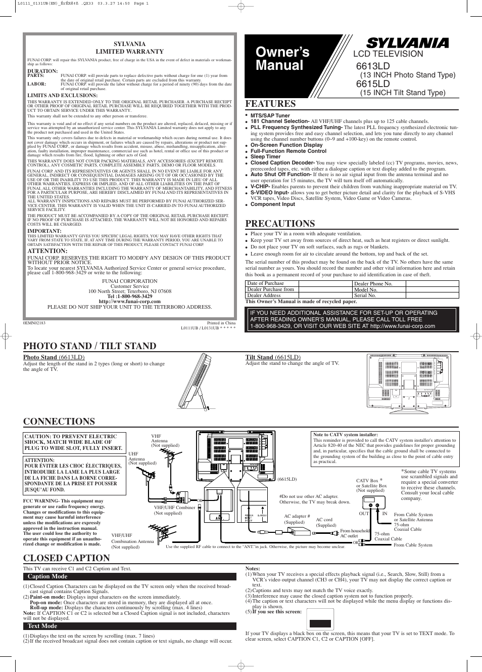 Sylvania 6615LD User Manual | 4 pages