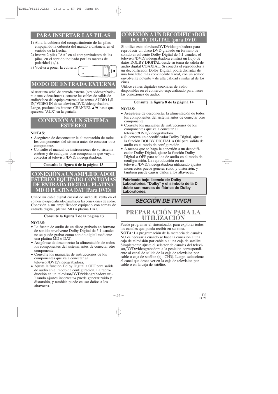 Preparación para la utilización | Sylvania 6719DD User Manual | Page 54 / 56