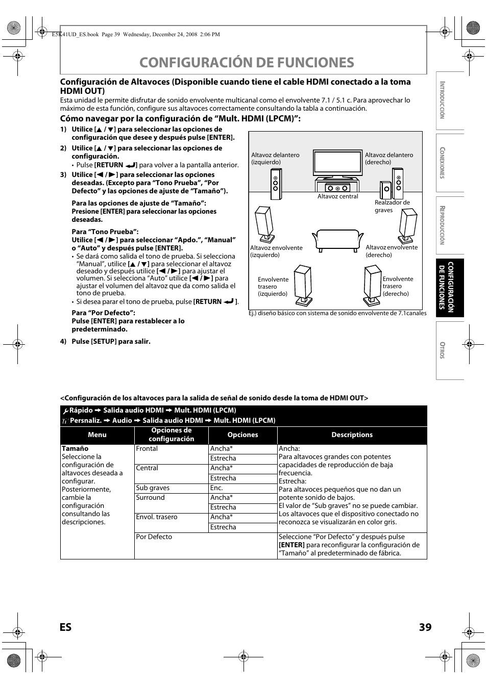 Ginas 39-40 pa, Configuración de funciones, 39 es | Sylvania NB531SLX User Manual | Page 141 / 150