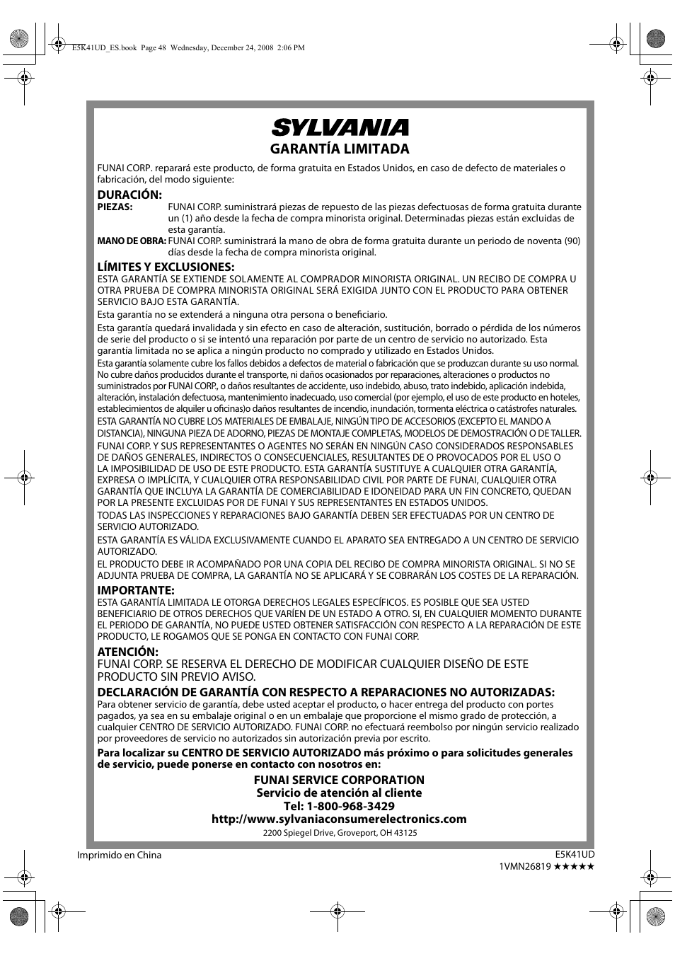 Garantía limitada | Sylvania NB531SLX User Manual | Page 150 / 150