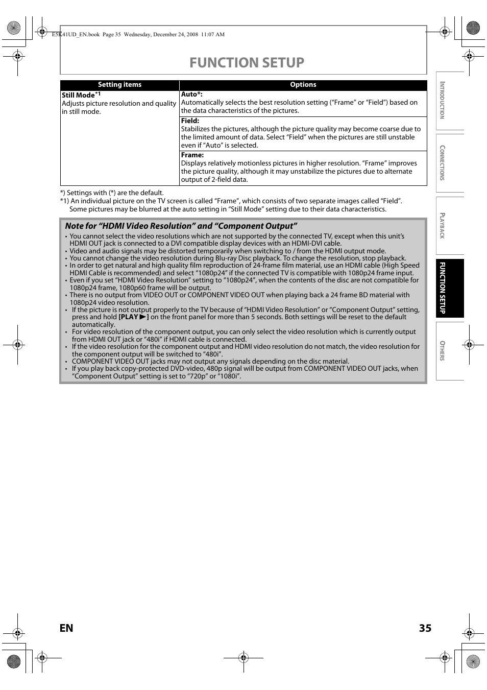 Function setup, 35 en | Sylvania NB531SLX User Manual | Page 37 / 150