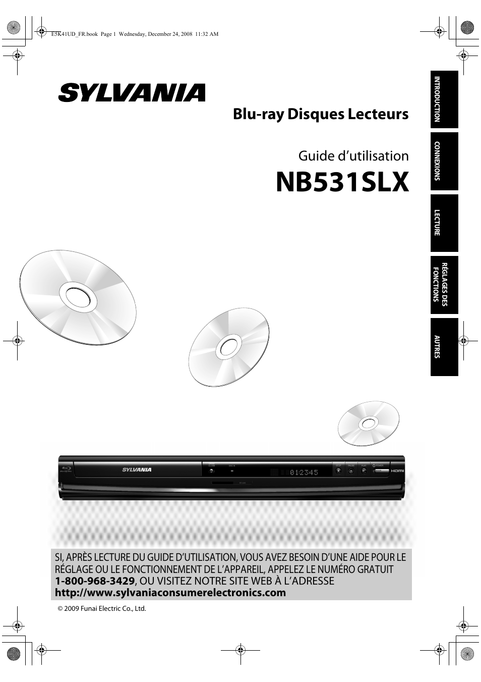 Nb531slx, Blu-ray disques lecteurs, Guide d’utilisation | Sylvania NB531SLX User Manual | Page 51 / 150