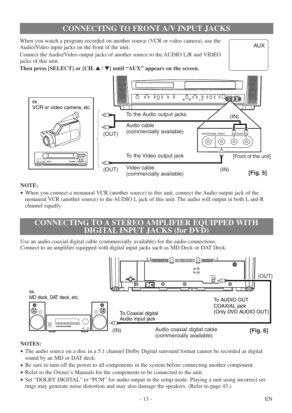 Connecting to front a/v input jacks | Sylvania 6719DF User Manual | Page 13 / 56