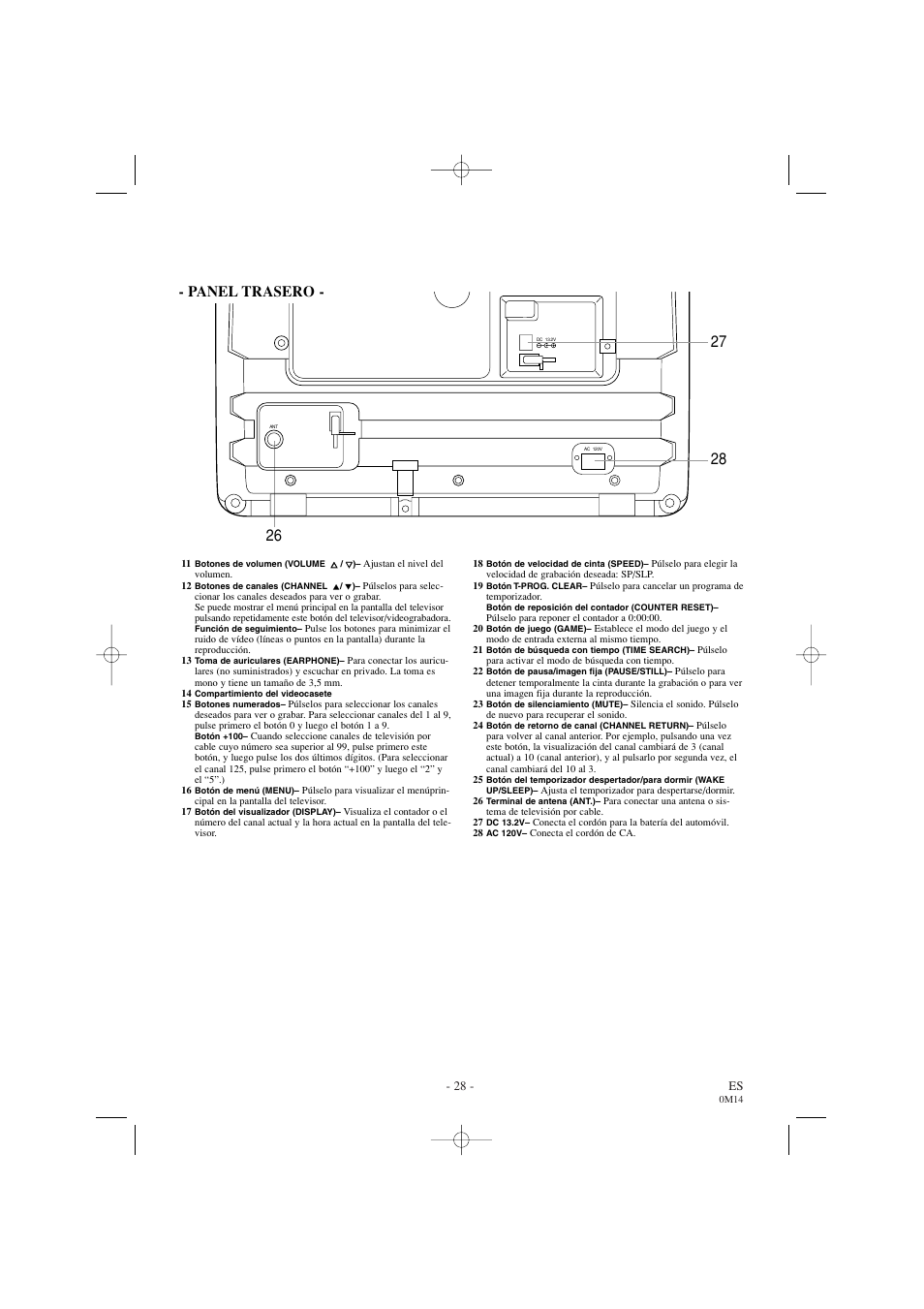 Panel trasero | Sylvania 6309CC User Manual | Page 28 / 32
