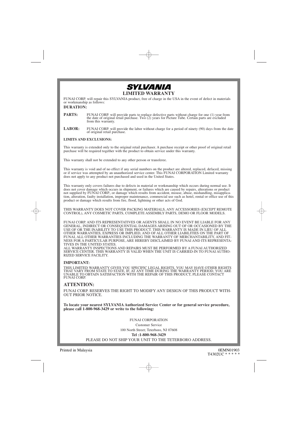 Sylvania 6309CC User Manual | Page 32 / 32