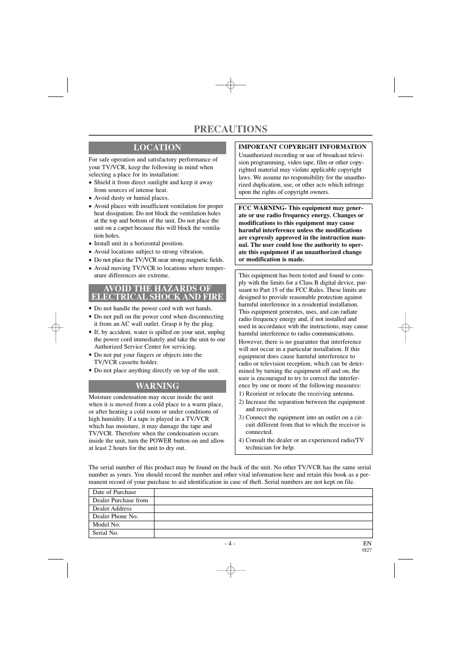 Precautions | Sylvania 6309CC User Manual | Page 4 / 32