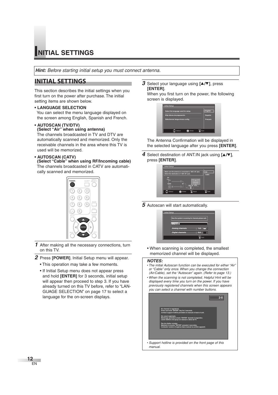 Initial settings, Nitial settings | Sylvania 6632LG User Manual | Page 12 / 72