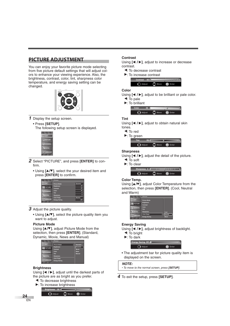 Picture adjustment | Sylvania 6632LG User Manual | Page 24 / 72