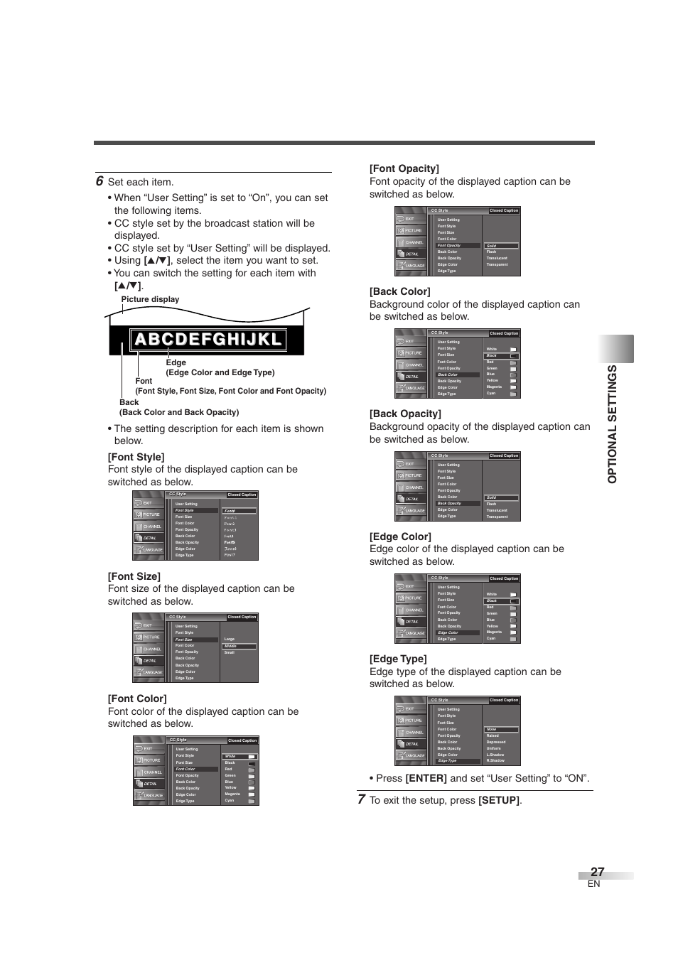 Optional settings | Sylvania 6632LG User Manual | Page 27 / 72