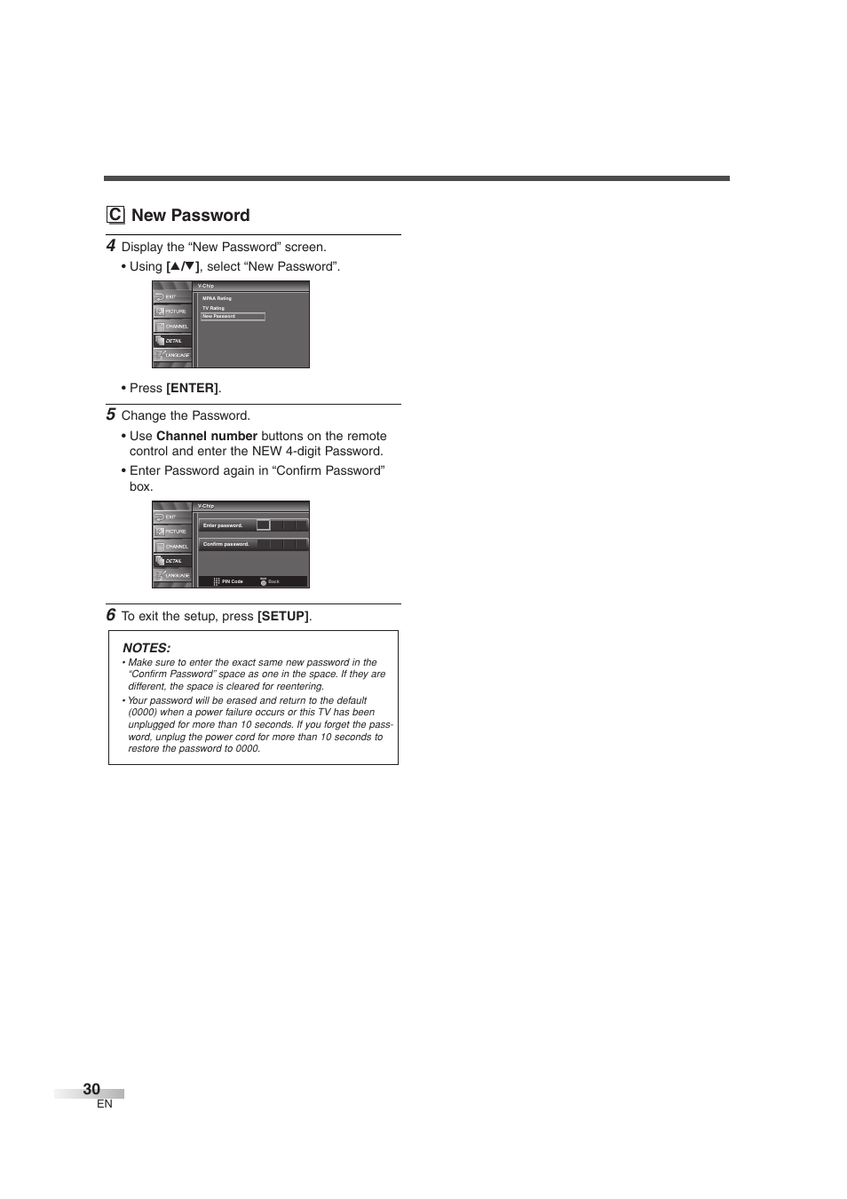 C new password | Sylvania 6632LG User Manual | Page 30 / 72