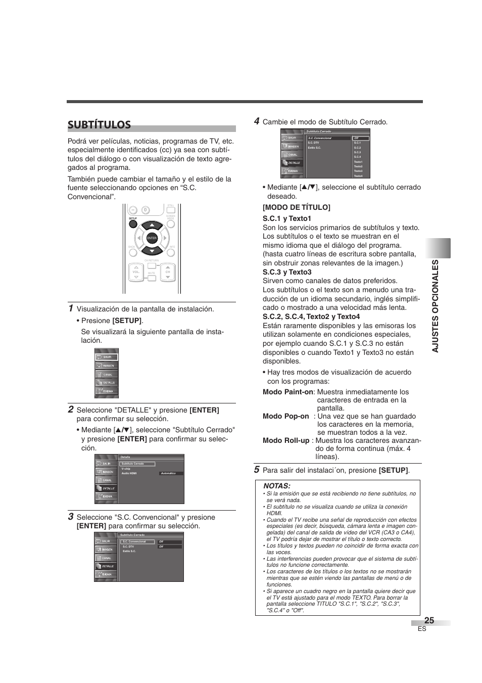 Subtítulos, Ajustes opcionales | Sylvania 6632LG User Manual | Page 61 / 72