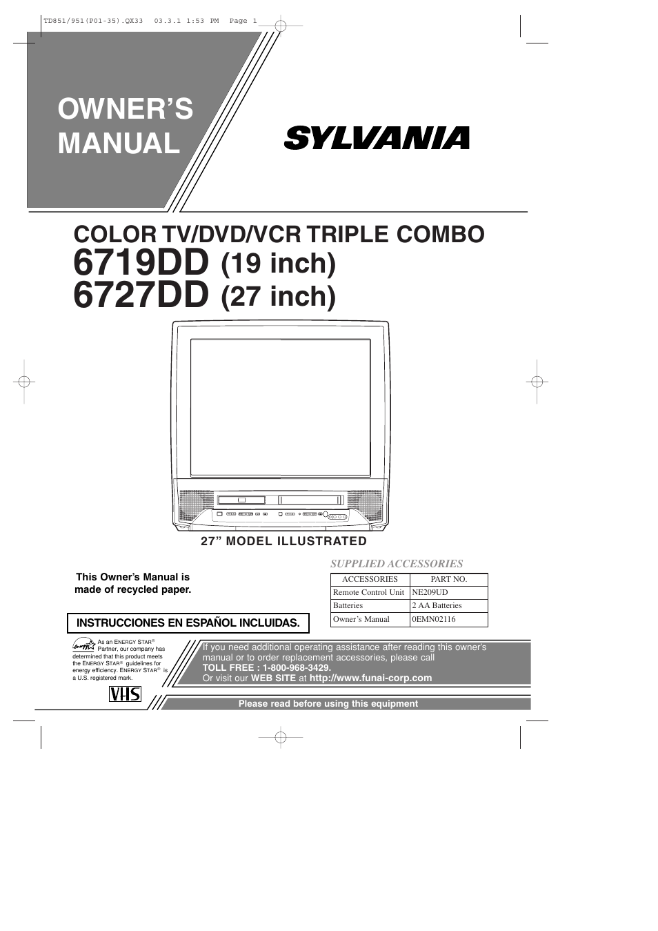 Sylvania 6727DD User Manual | 56 pages