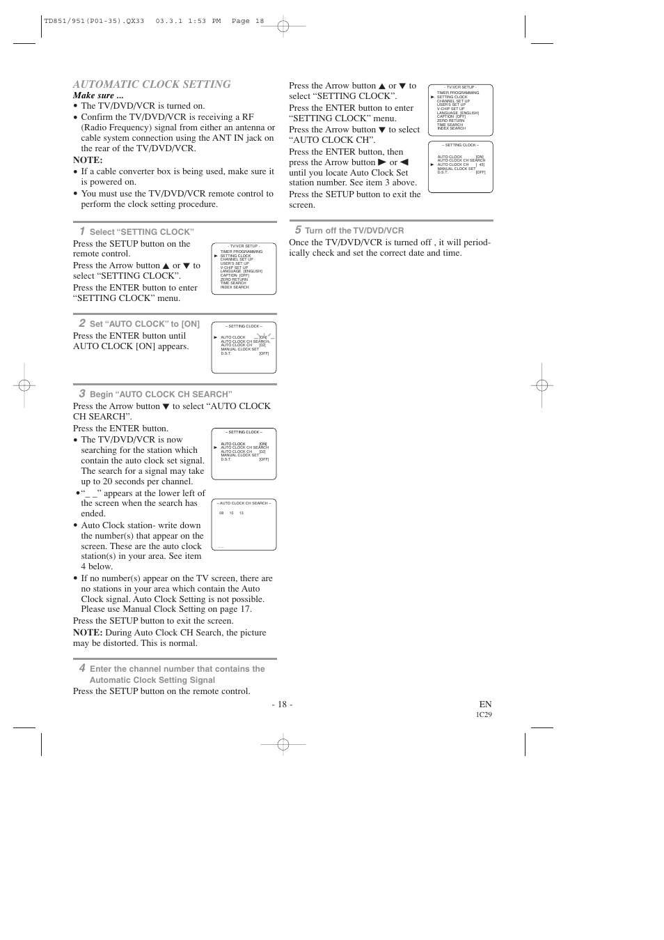 Automatic clock setting | Sylvania 6727DD User Manual | Page 18 / 56